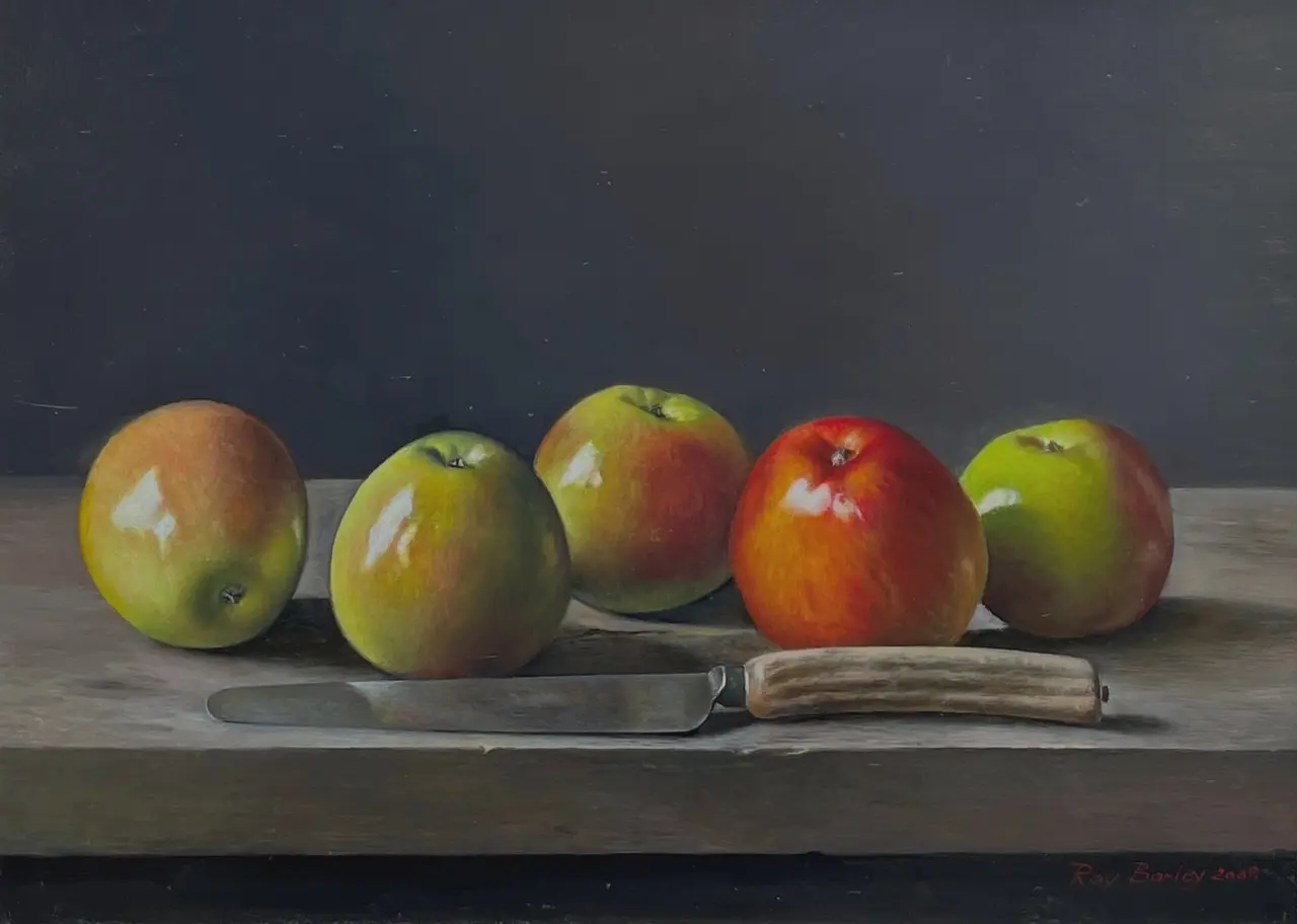 Roy Barley - five apples with a knife