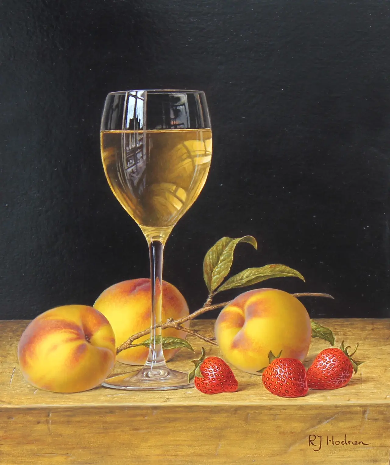 Roy Hodrien - white wine with peaches and strawberries