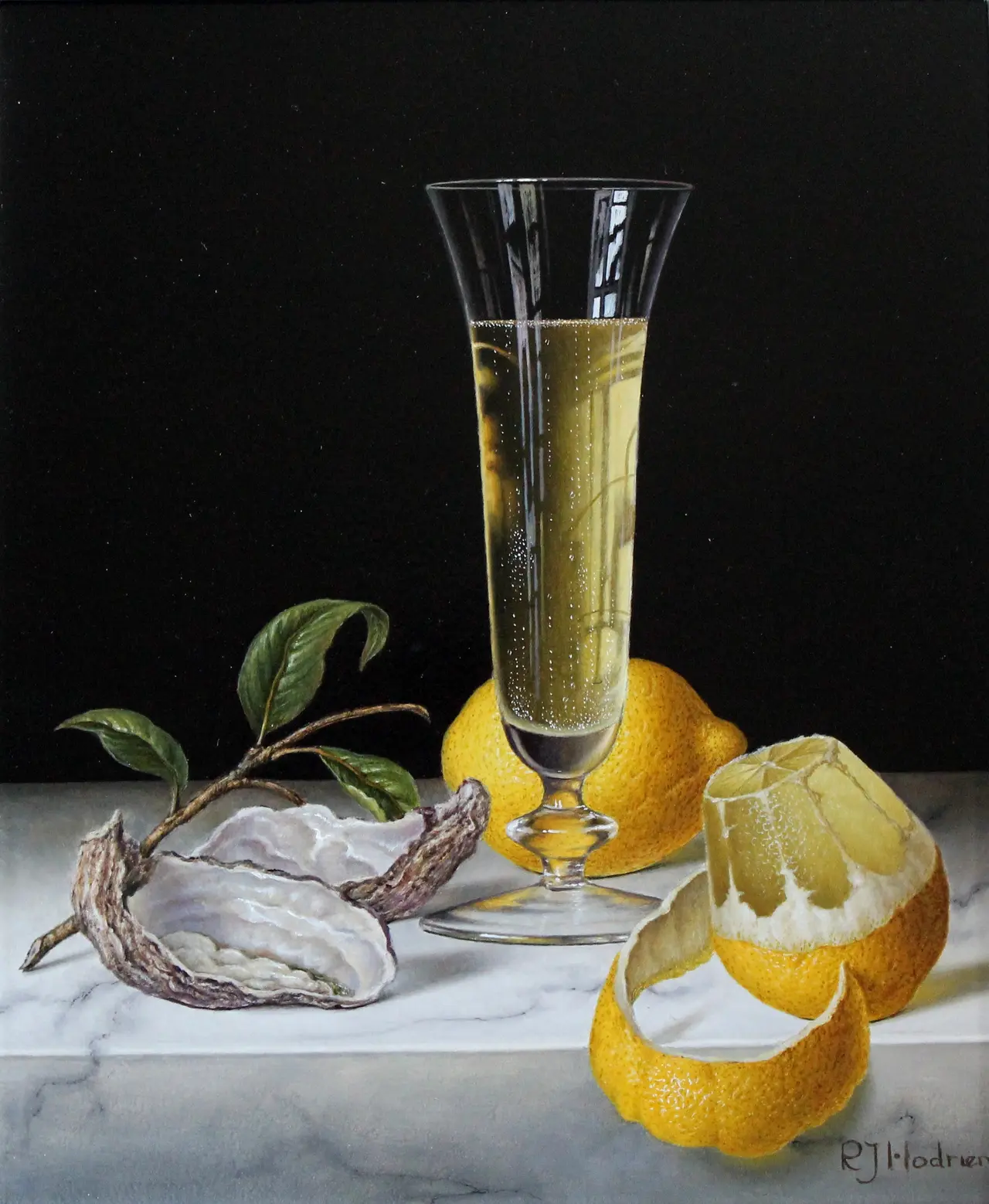 Roy Hodrien - champagne with oysters and lemons