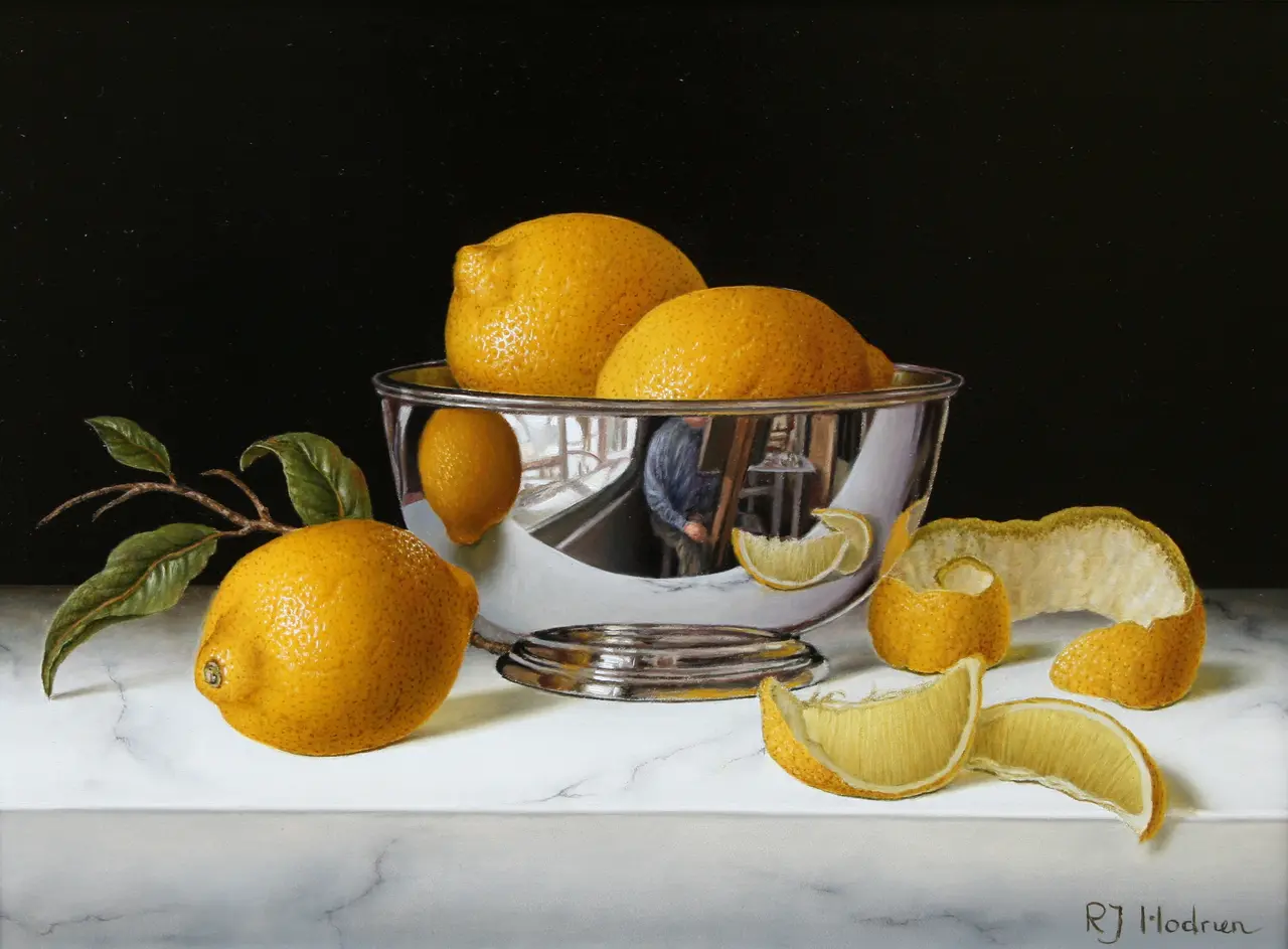 Roy Hodrien - silver bowl with lemons