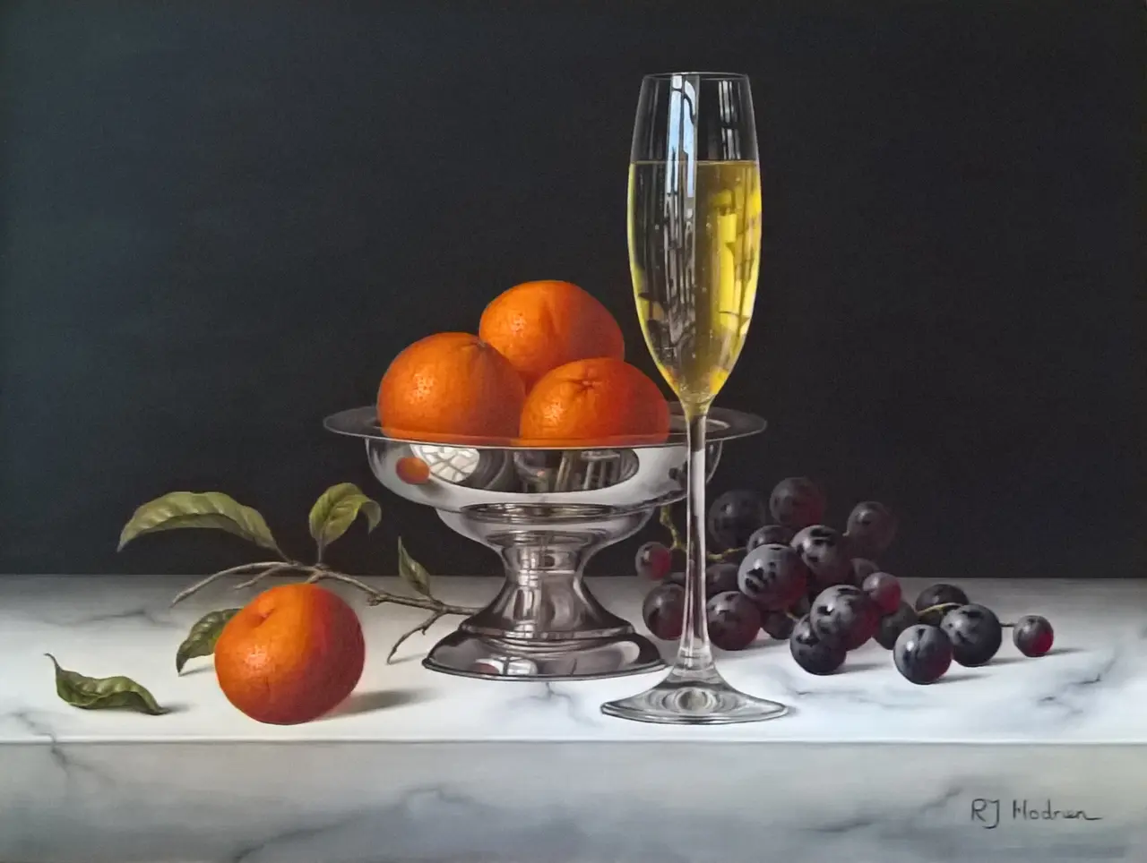 Roy Hodrien - mandarins with champagne