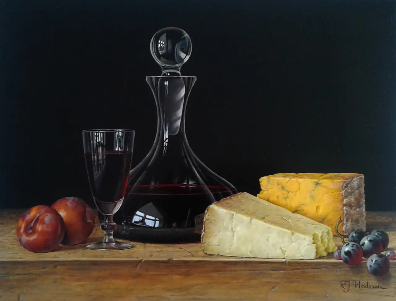 Roy Hodrien - port with cheeses and plums