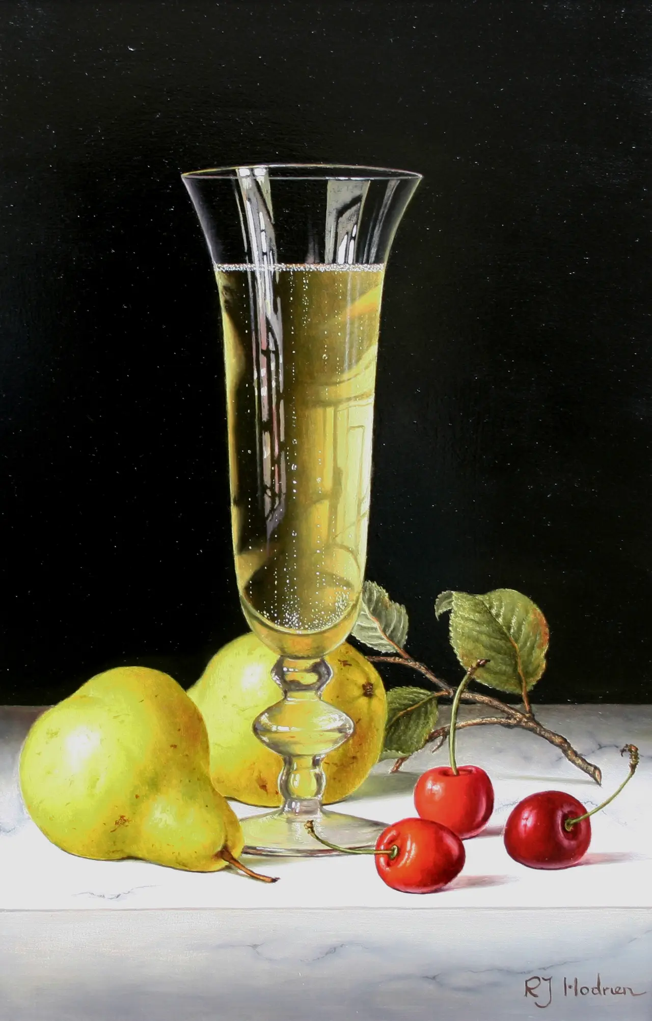 Roy Hodrien - champagne with pears and cherries