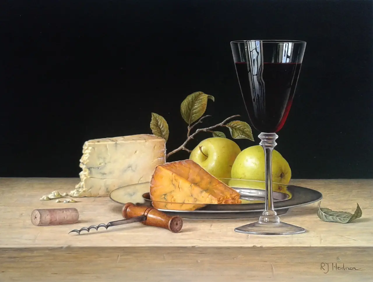Roy Hodrien - red wine with cheese and apples