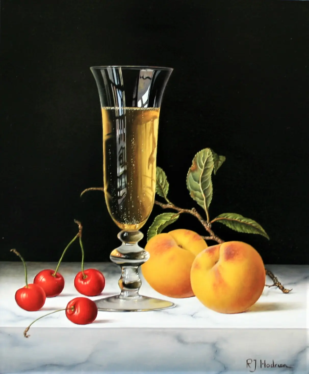 Roy Hodrien - champagne with cherries and peaches