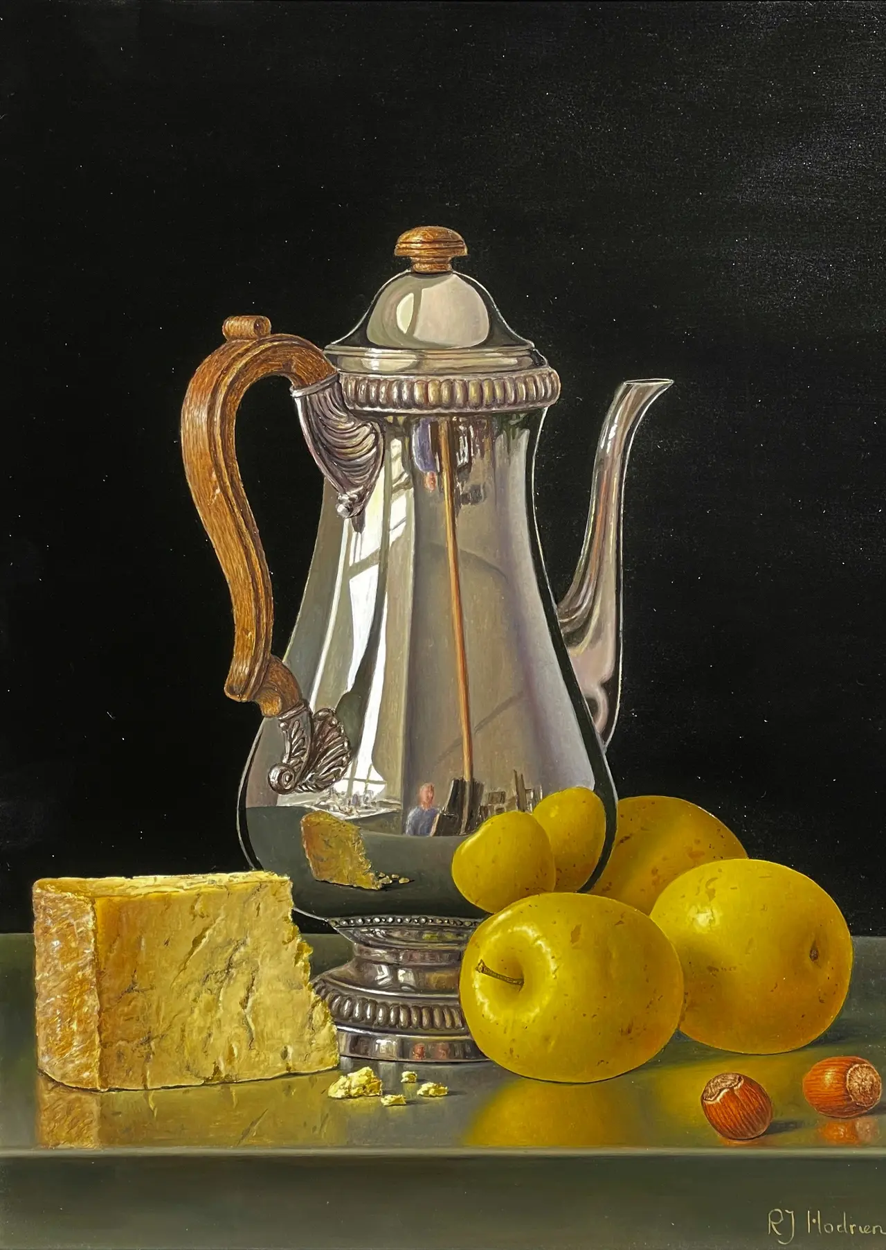 Roy Hodrien - coffee pot with yellow apples 