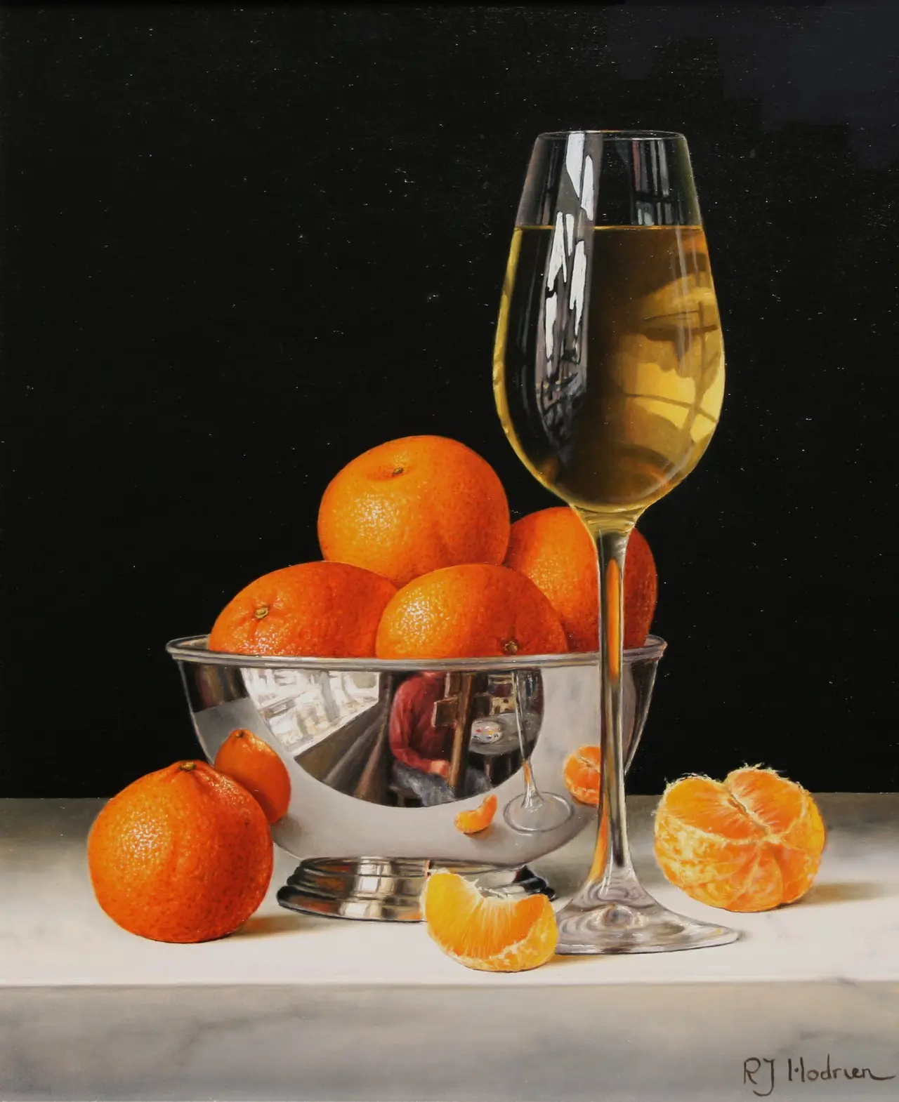 Roy Hodrien - mandarins and white wine
