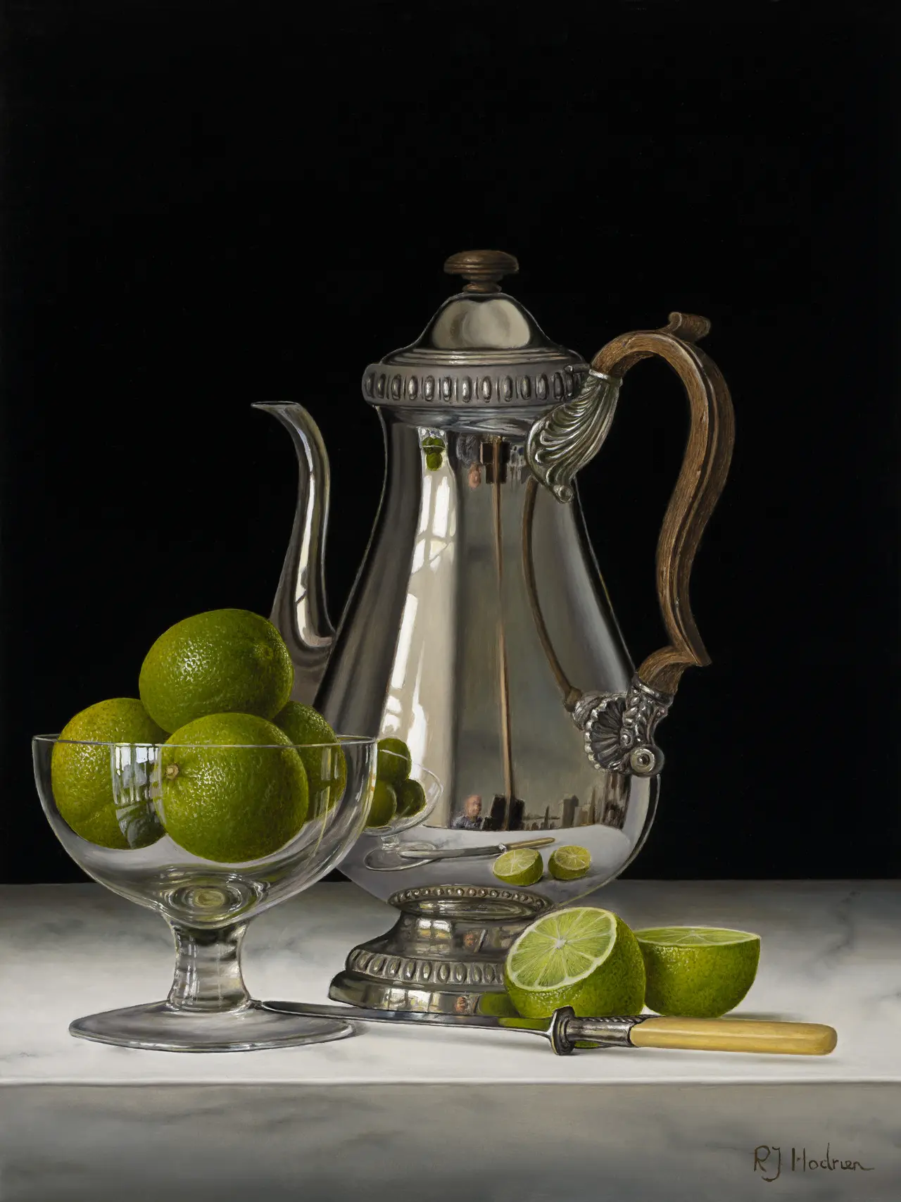 Roy Hodrien - silver coffee pot with limes