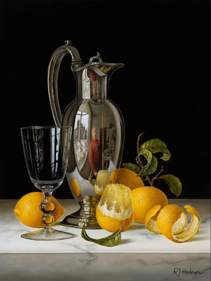 Roy Hodrien - silver flagon with lemons