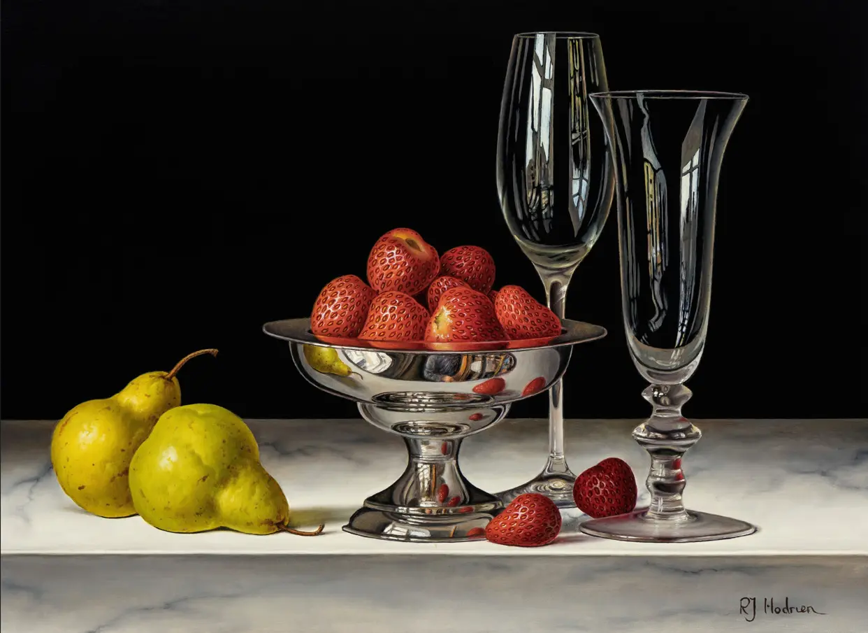 Roy Hodrien - bowl of strawberries with pears
