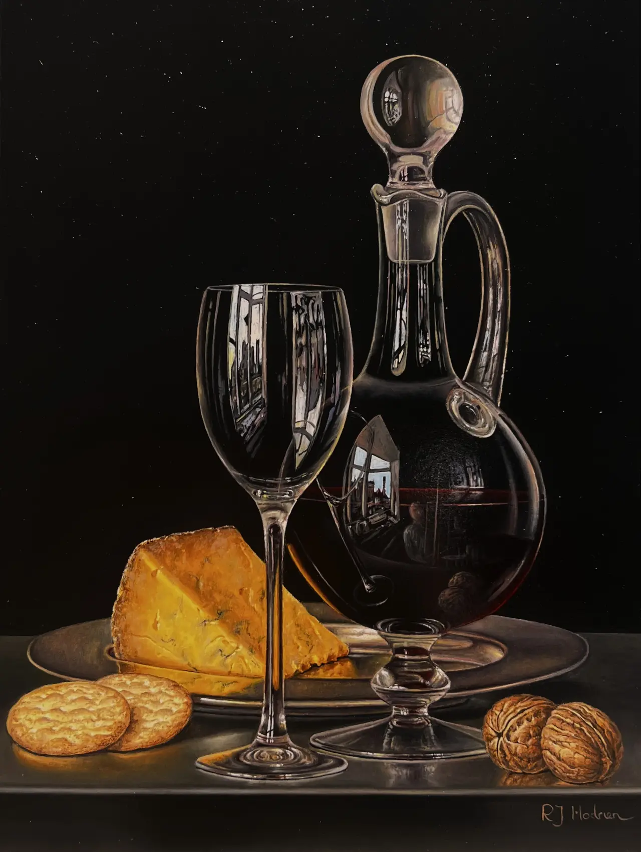 Roy Hodrien - cheese and red wine with walnuts