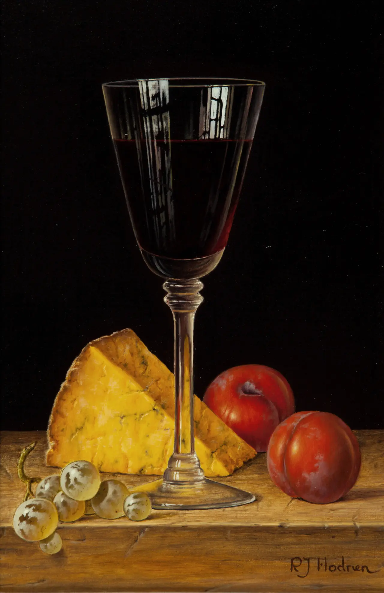 Roy Hodrien - red wine with cheese and plums