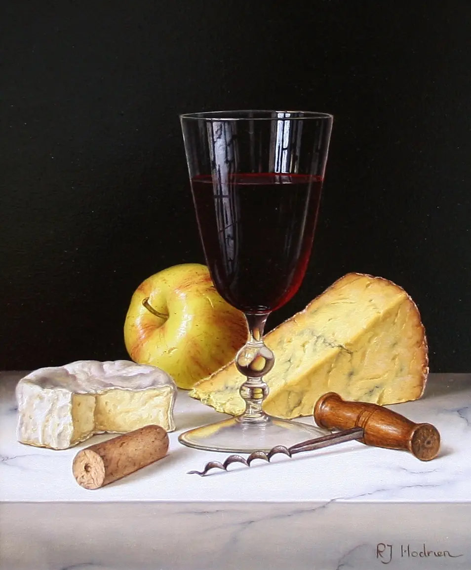 Roy Hodrien - red wine with cheeses and apple