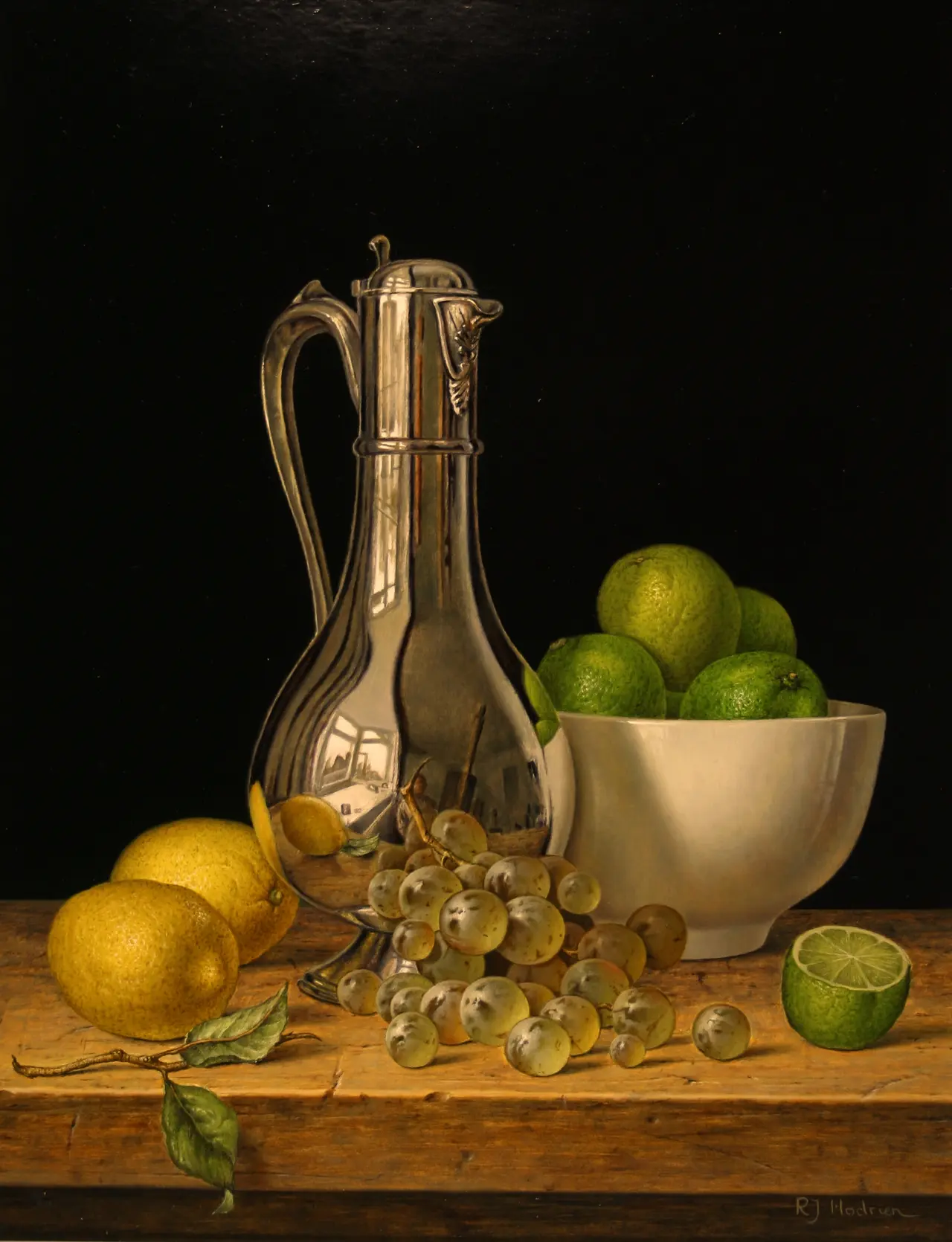 Roy Hodrien - silver flagon with lemons and limes