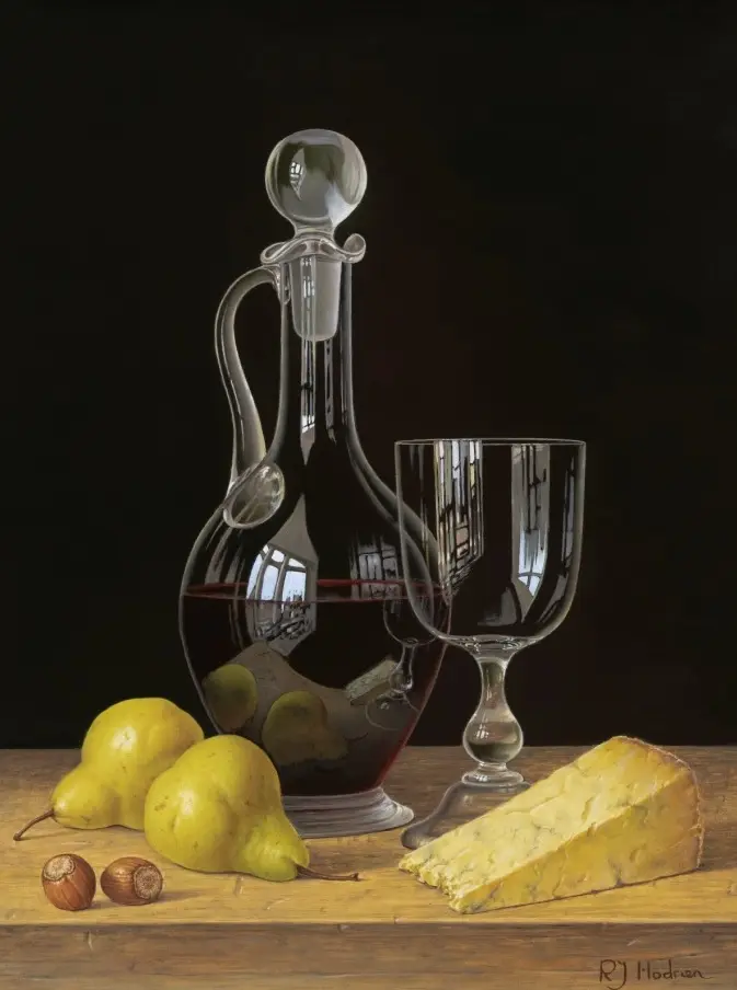 Roy Hodrien - decanter of red wine with pears
