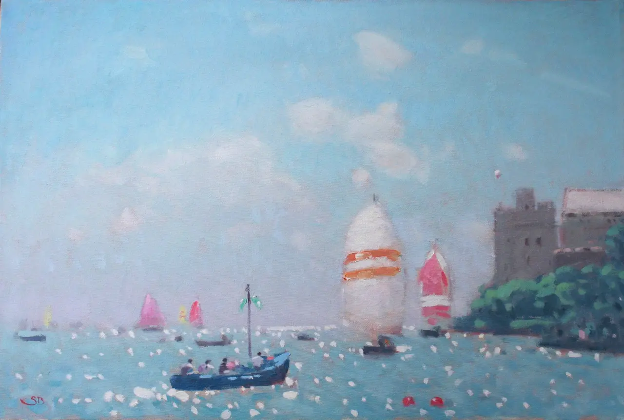 Stephen Brown - blue boat and spinnakers, dartmouth