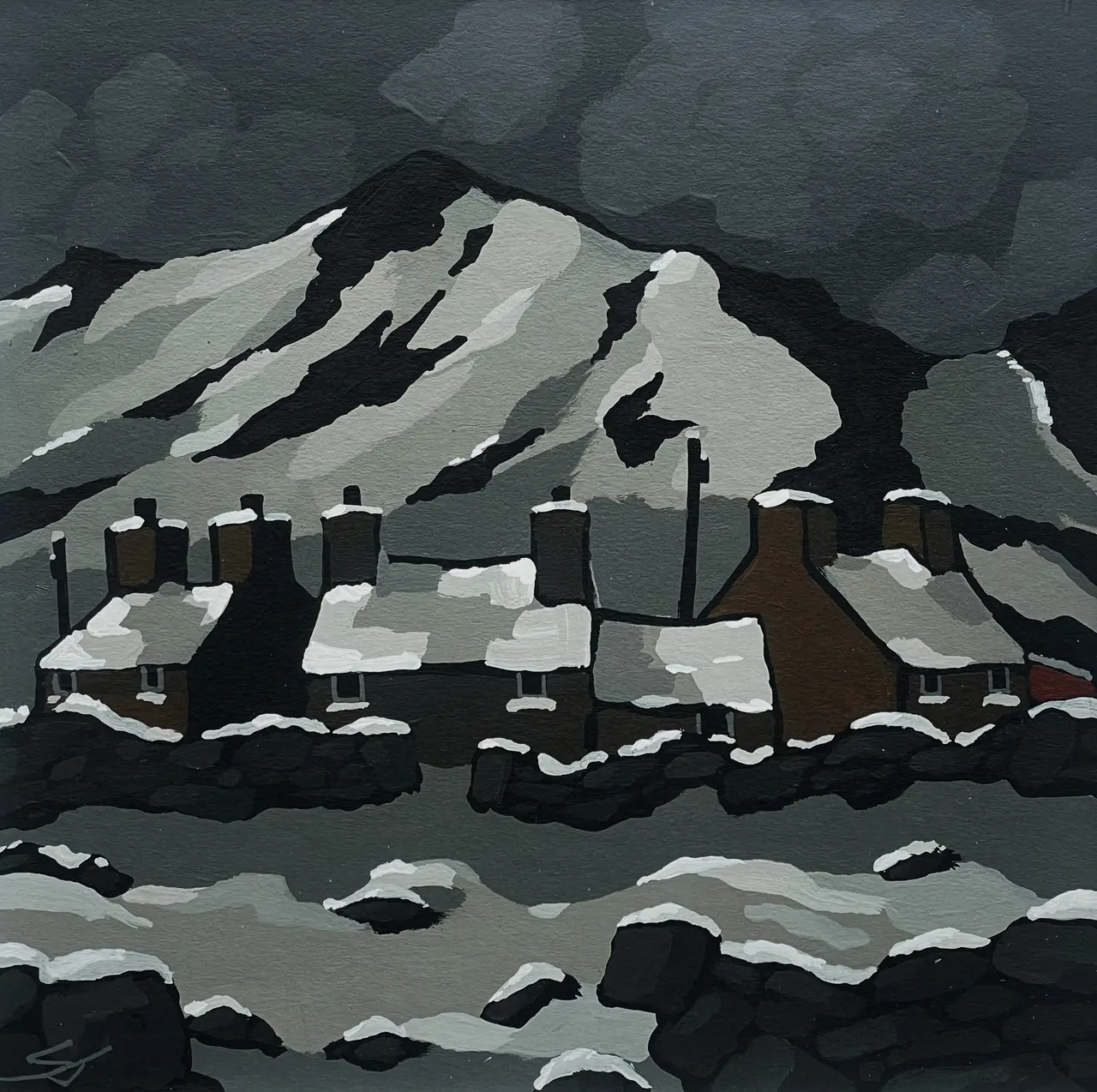 Stephen John Owen - snow at gwastadnant