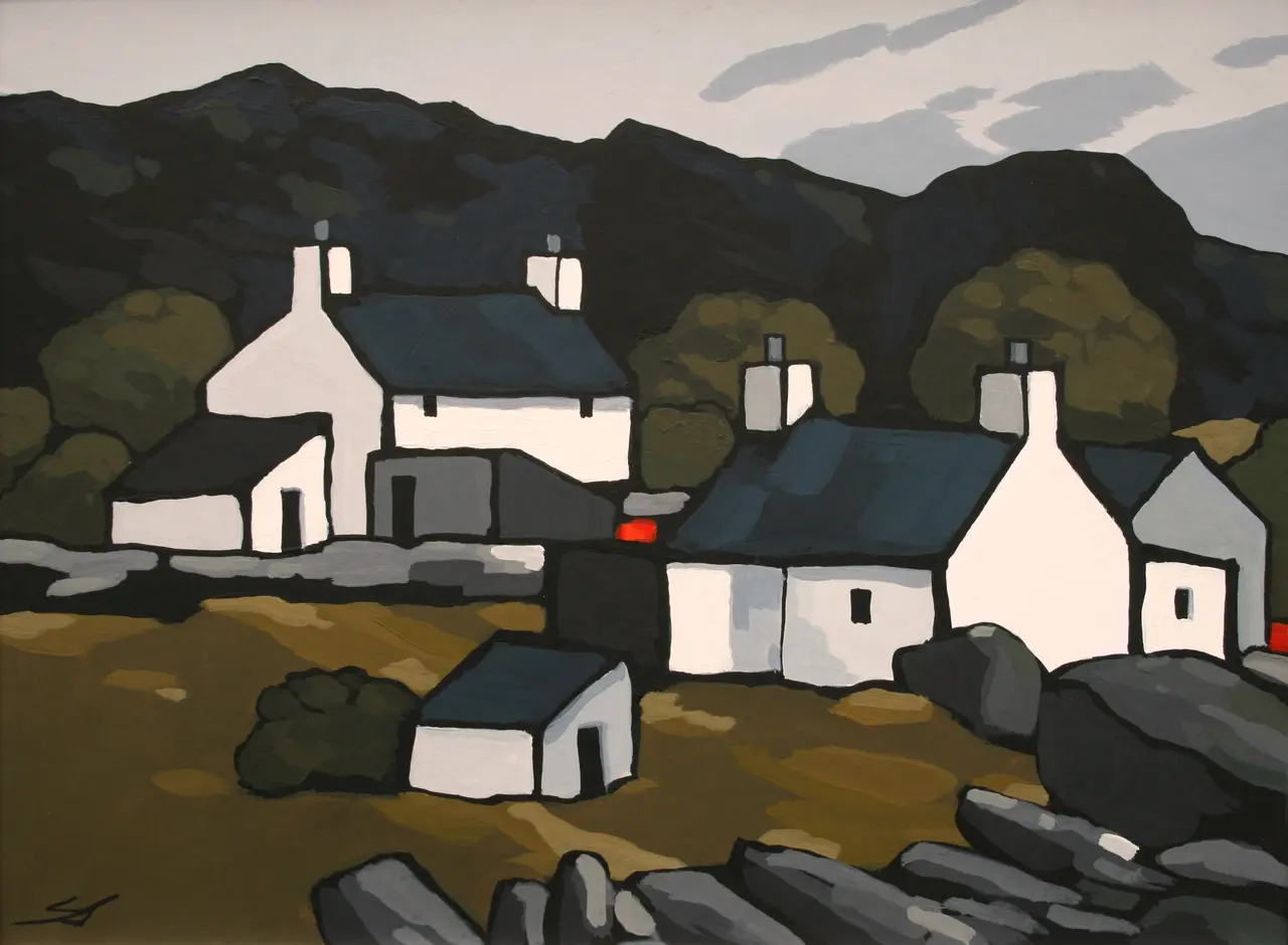 Stephen John Owen - white cottages deiniolen