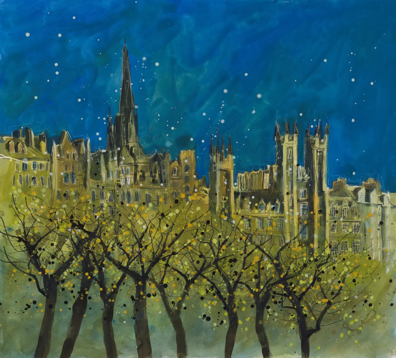 Susan Brown - towers and spires, midnight, edinburgh