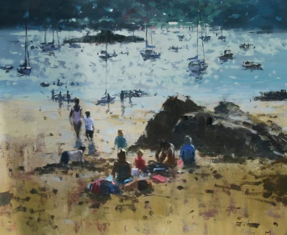 Tina Morgan - family by the rocks, salcombe