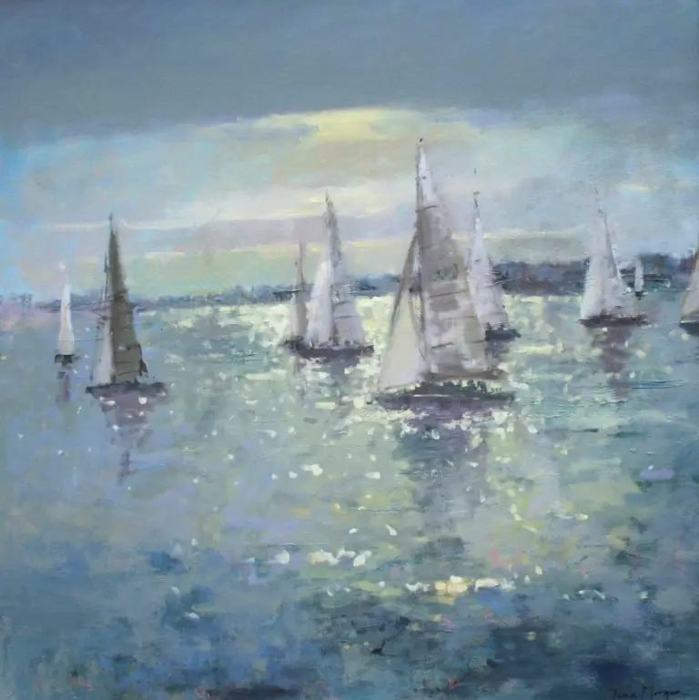 Tina Morgan -  getting ready to race on the french coast 