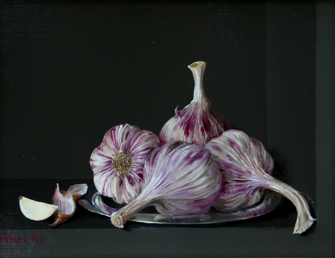 Tobias Harrison - garlic on silver plate 