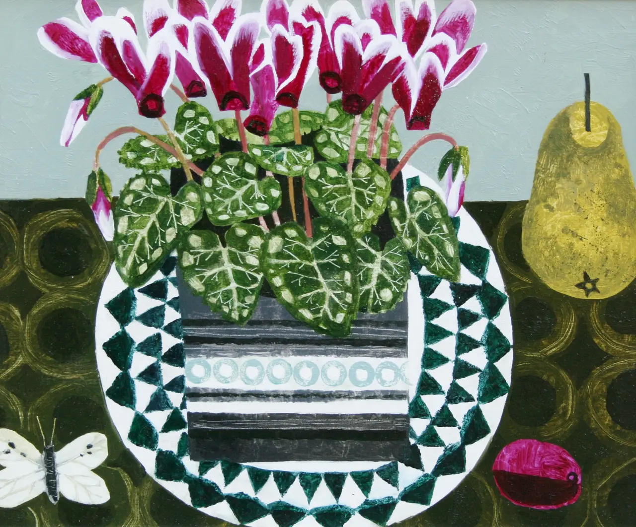 Vanessa Bowman - cyclamen, pear and butterfly