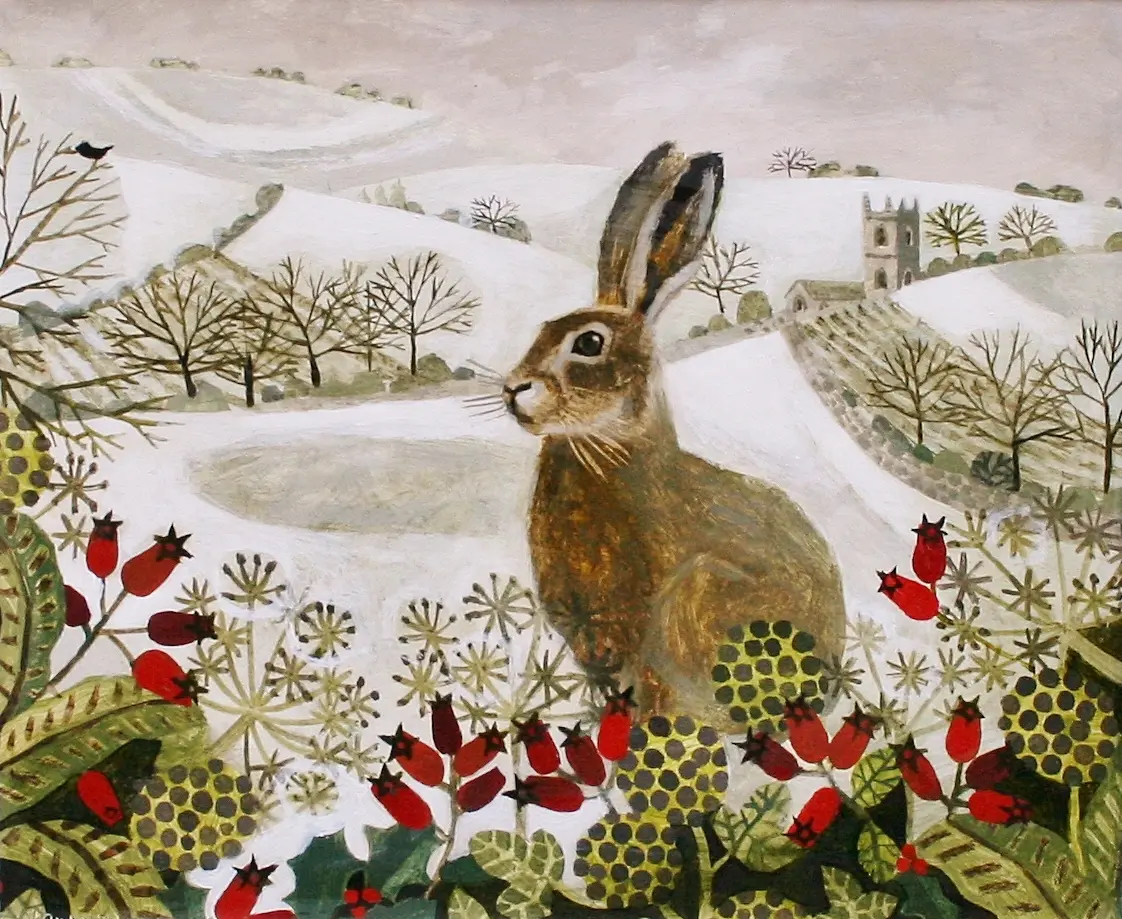 Vanessa Bowman - seated hare in the snow