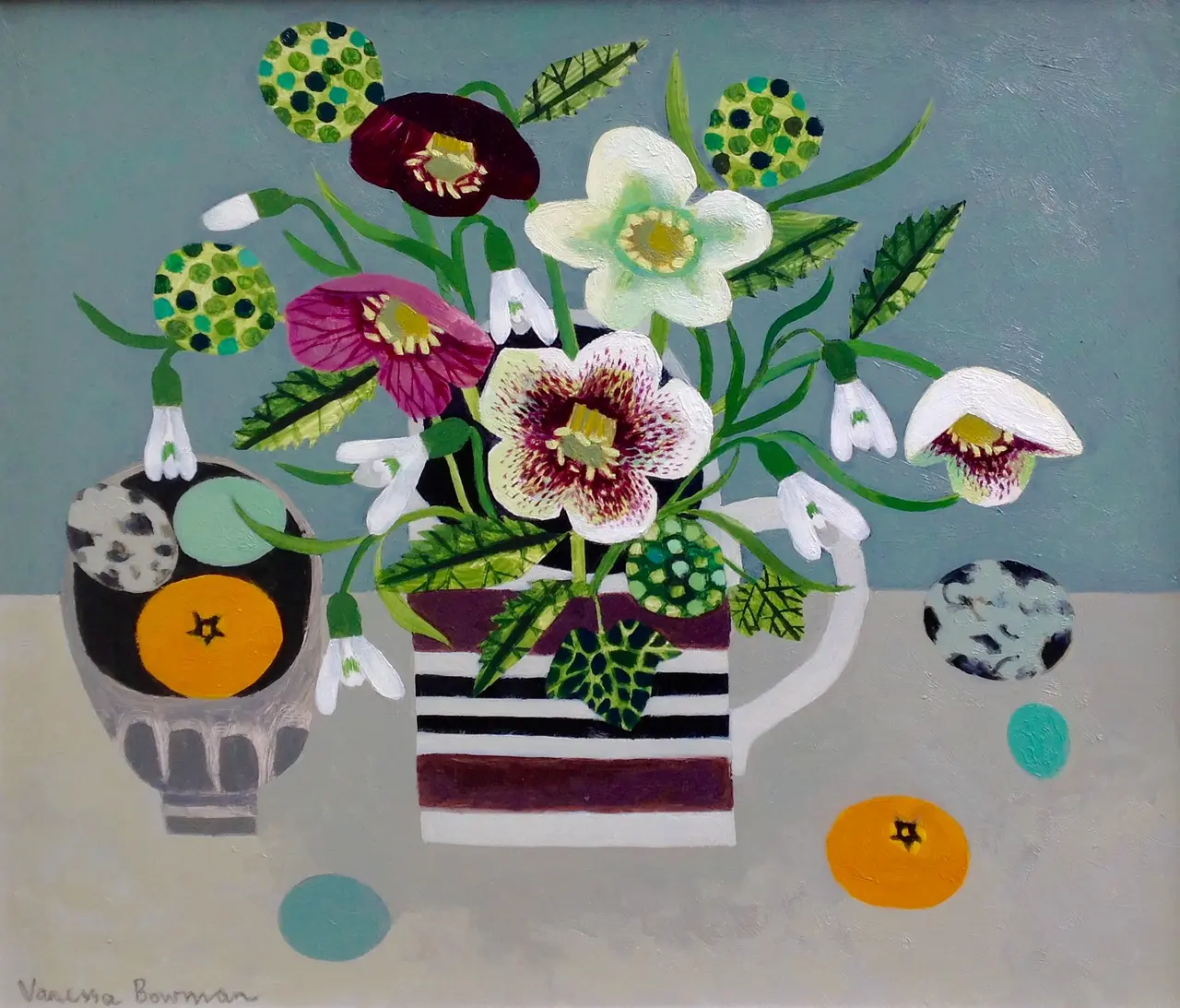 Vanessa Bowman - hellebores, snowdrops and birdeggs