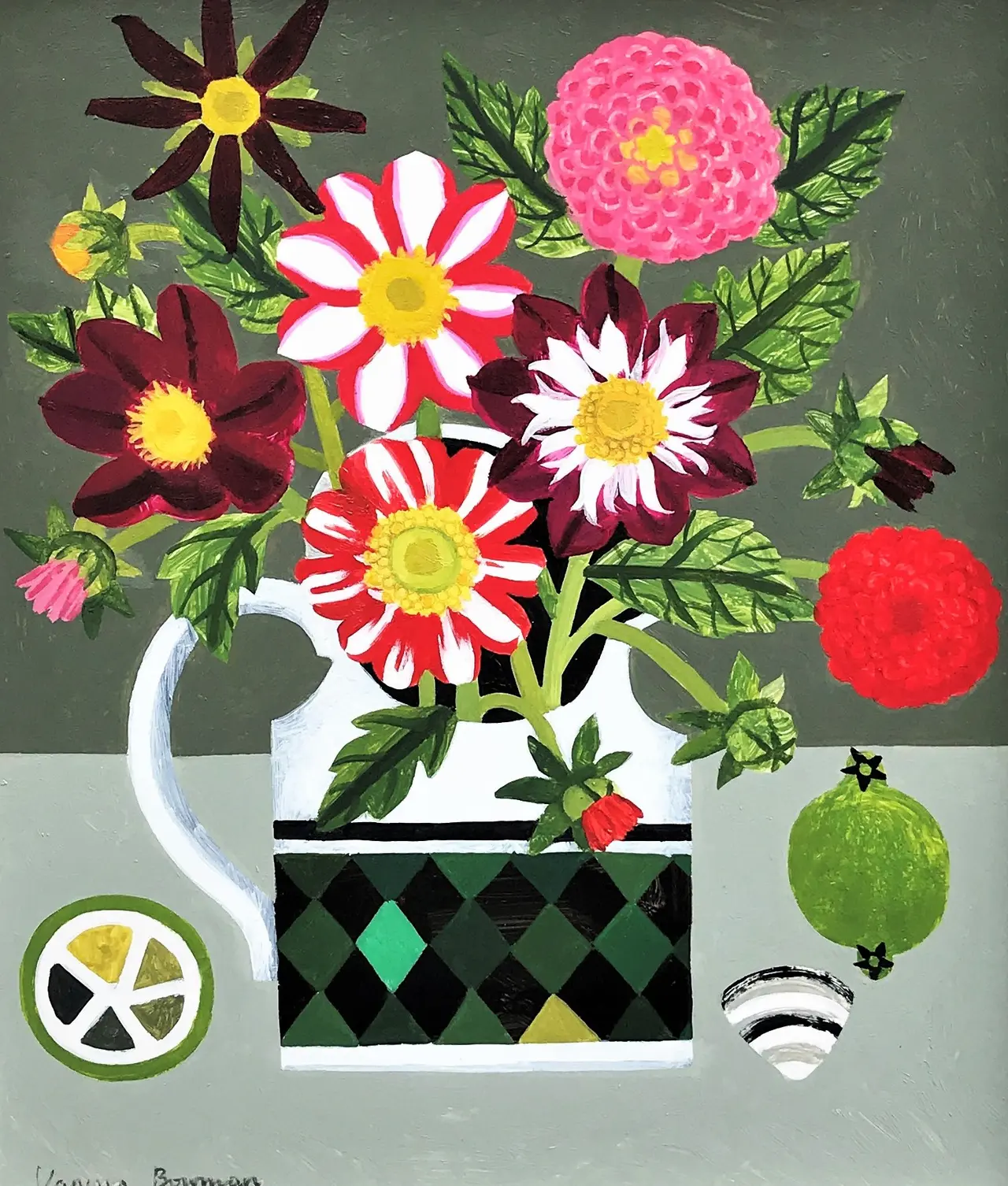 Vanessa Bowman - dahlias and lime