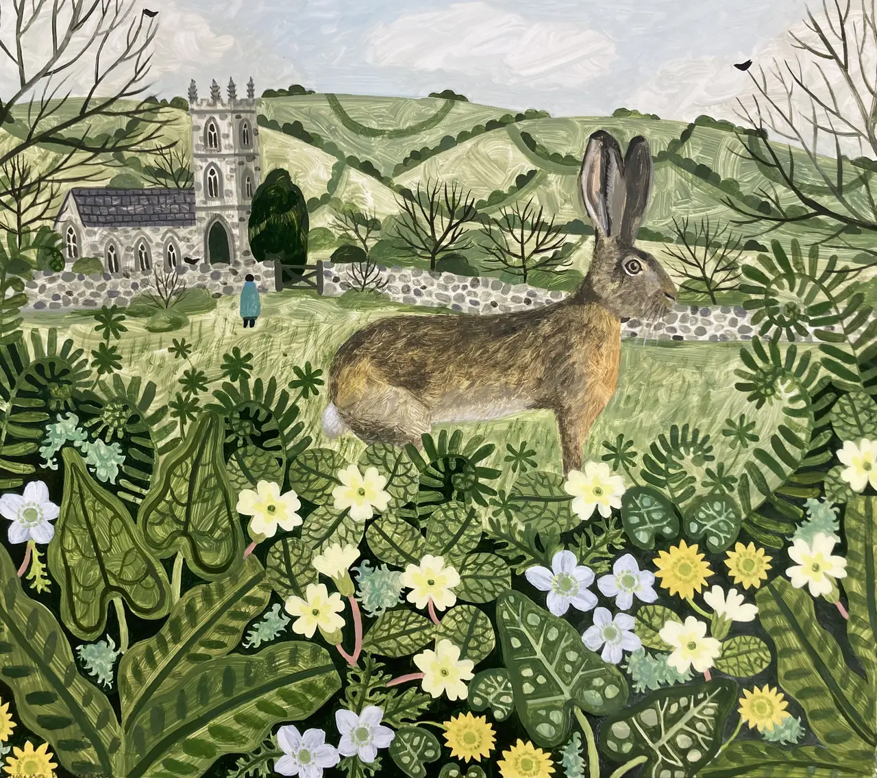 Vanessa Bowman - hare and spring flowers