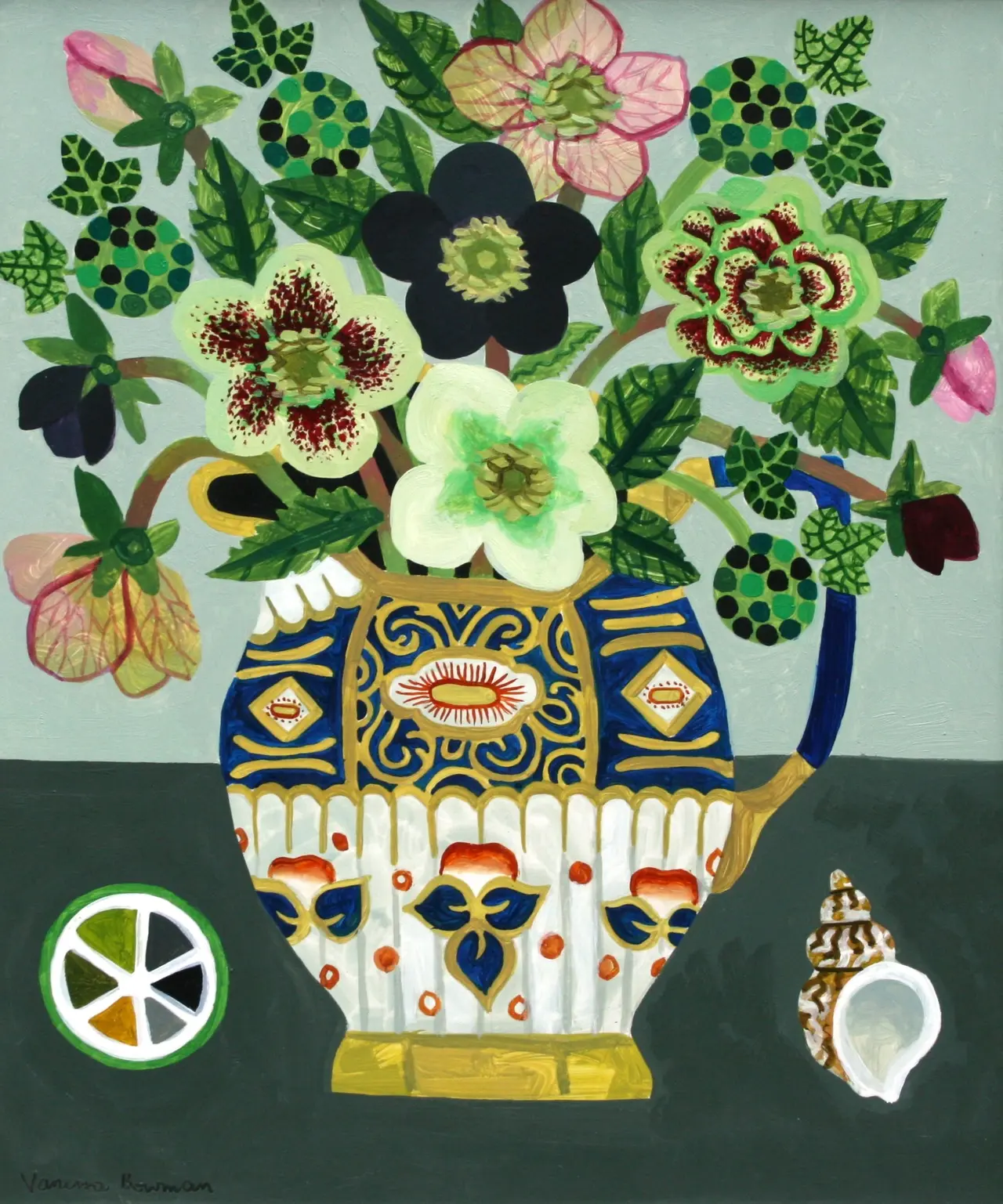 Vanessa Bowman - hellebores, lime and shell