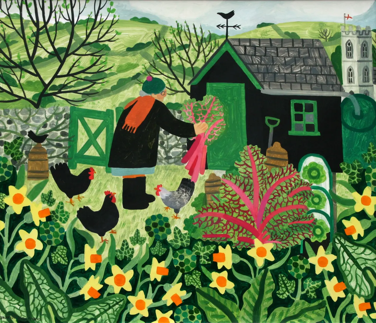 Vanessa Bowman - rhubarb and hens