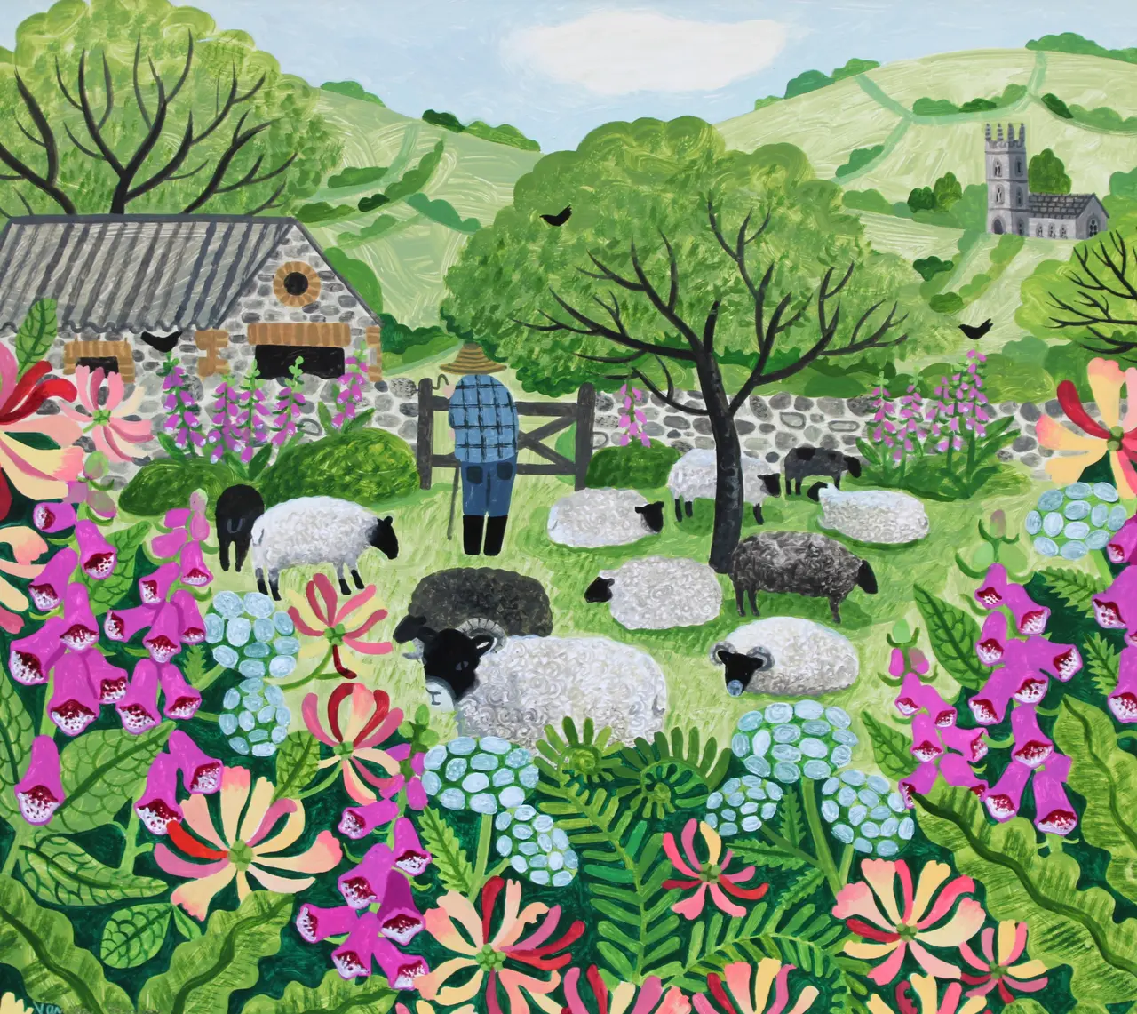 Vanessa Bowman - sheep and foxgloves