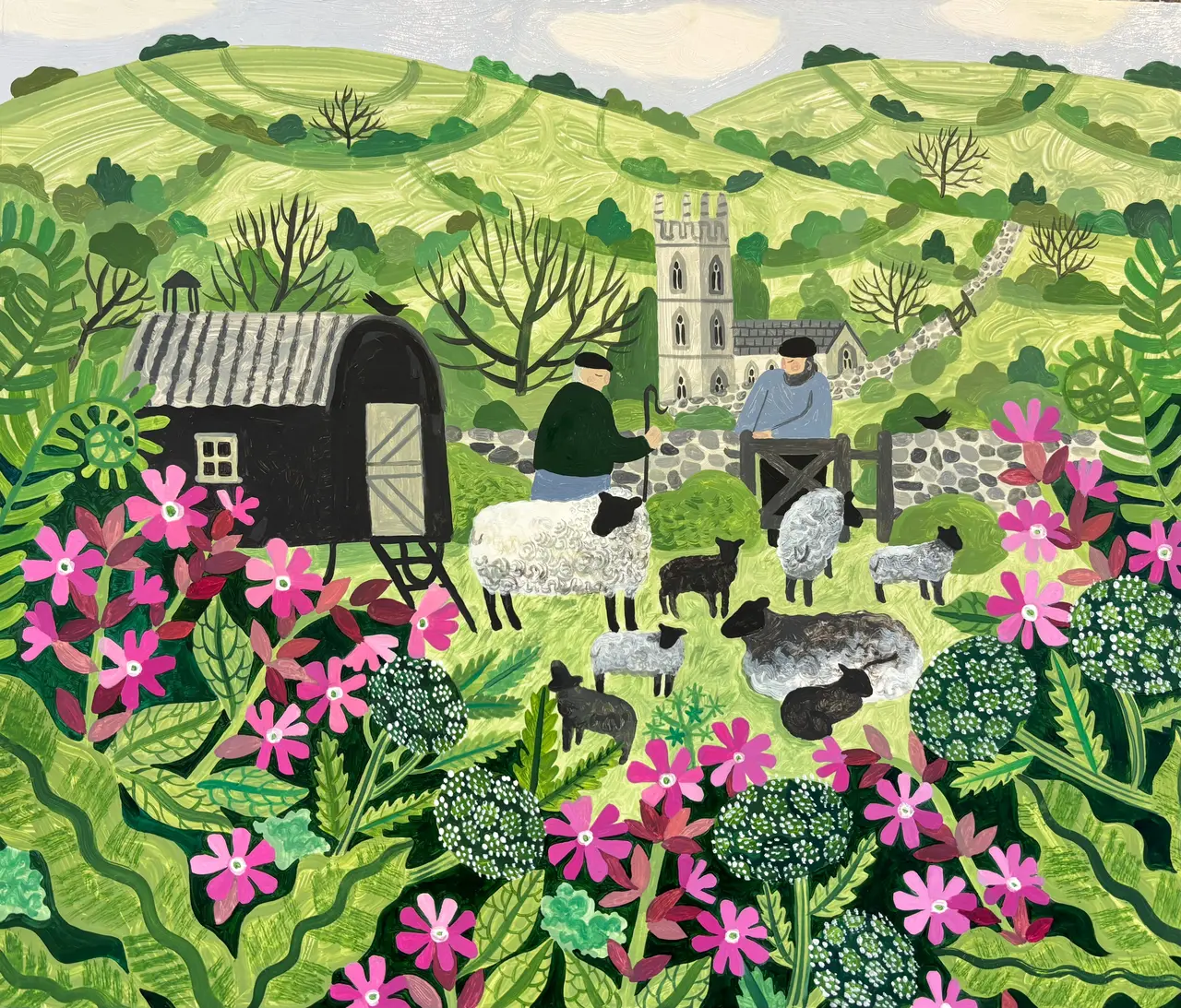 Vanessa Bowman - pink campion and sheep