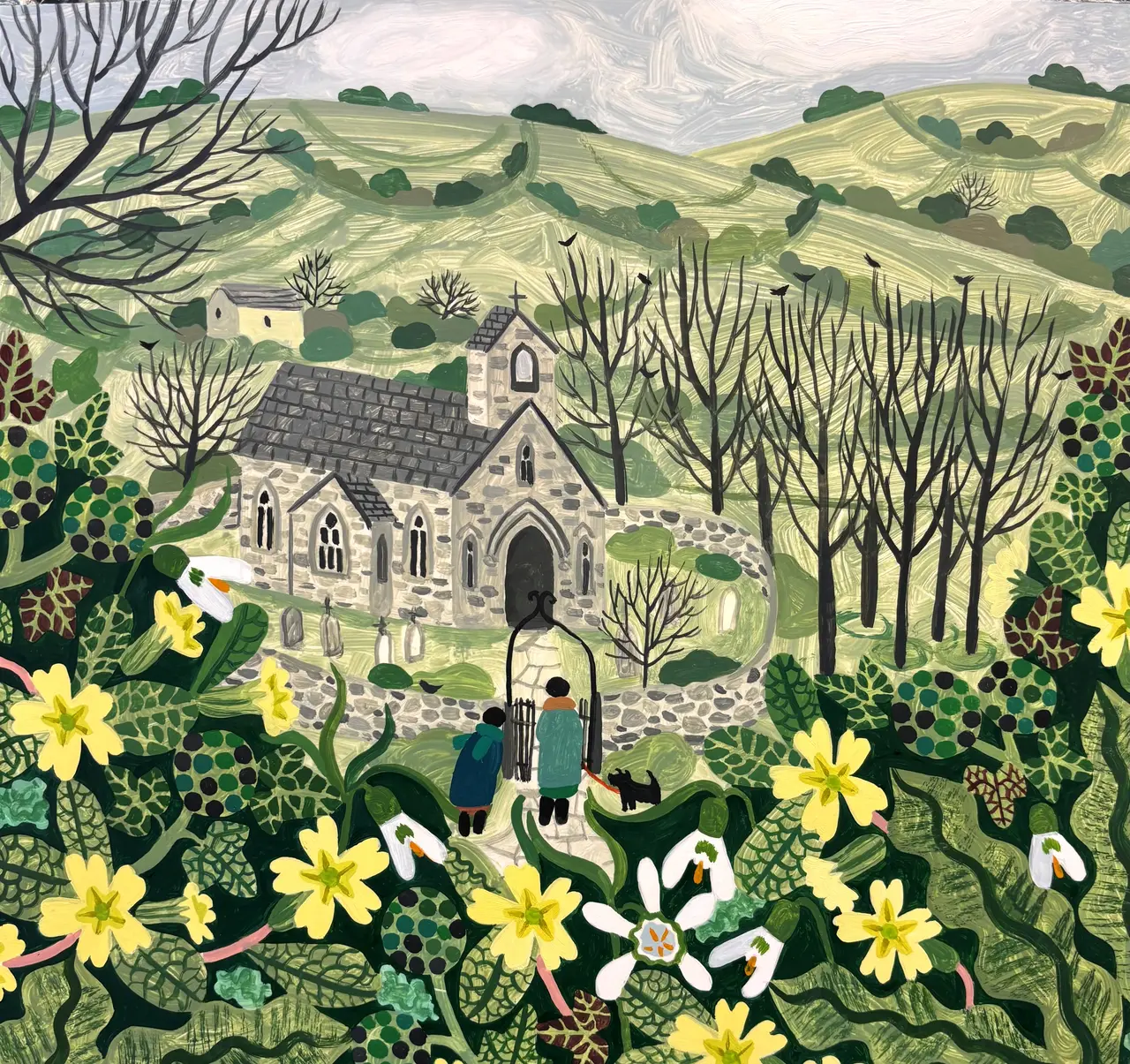 Vanessa Bowman - primroses and church