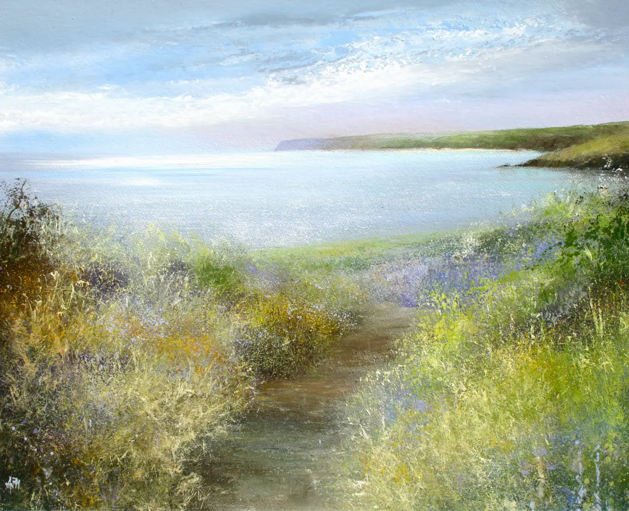 Amanda Hoskin - a bluebell path, looking towards the dodman