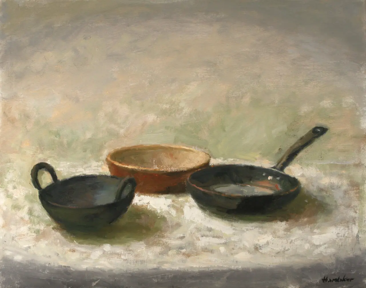 Charles Hardaker - still life with pans