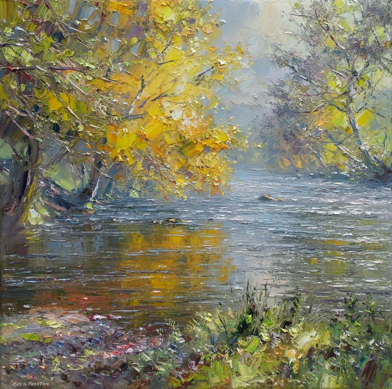 Rex Preston - autumn reflections, river derwent