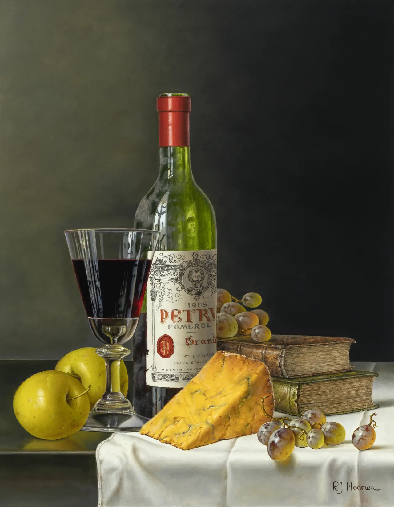 Roy Hodrien - petrus with cheese and books