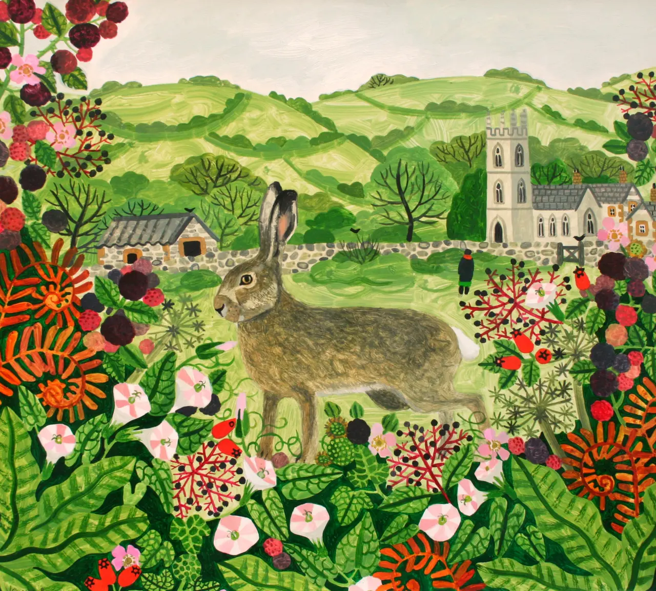 Vanessa Bowman - hare and autumn hedgerow
