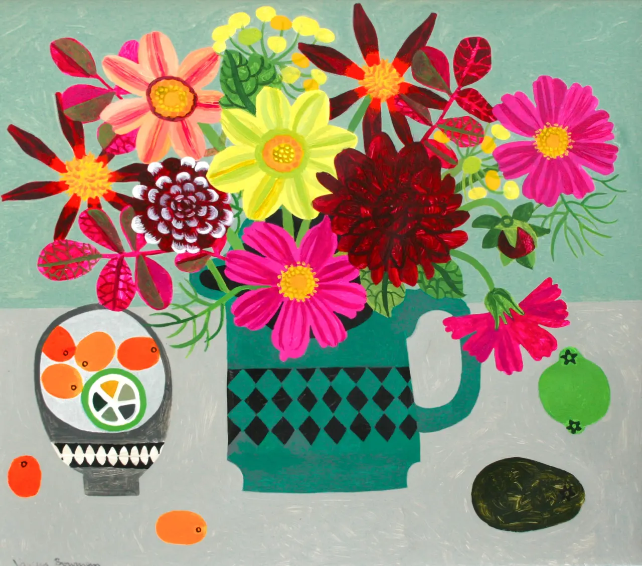 Vanessa Bowman - dahlias in turquoise