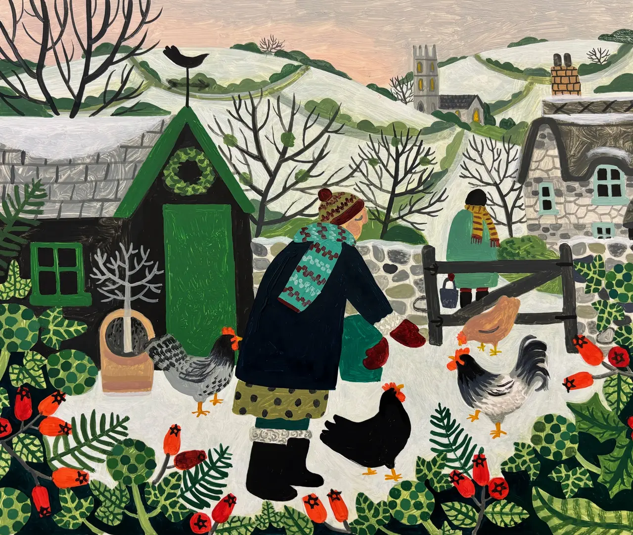 Vanessa Bowman - hens in the snow