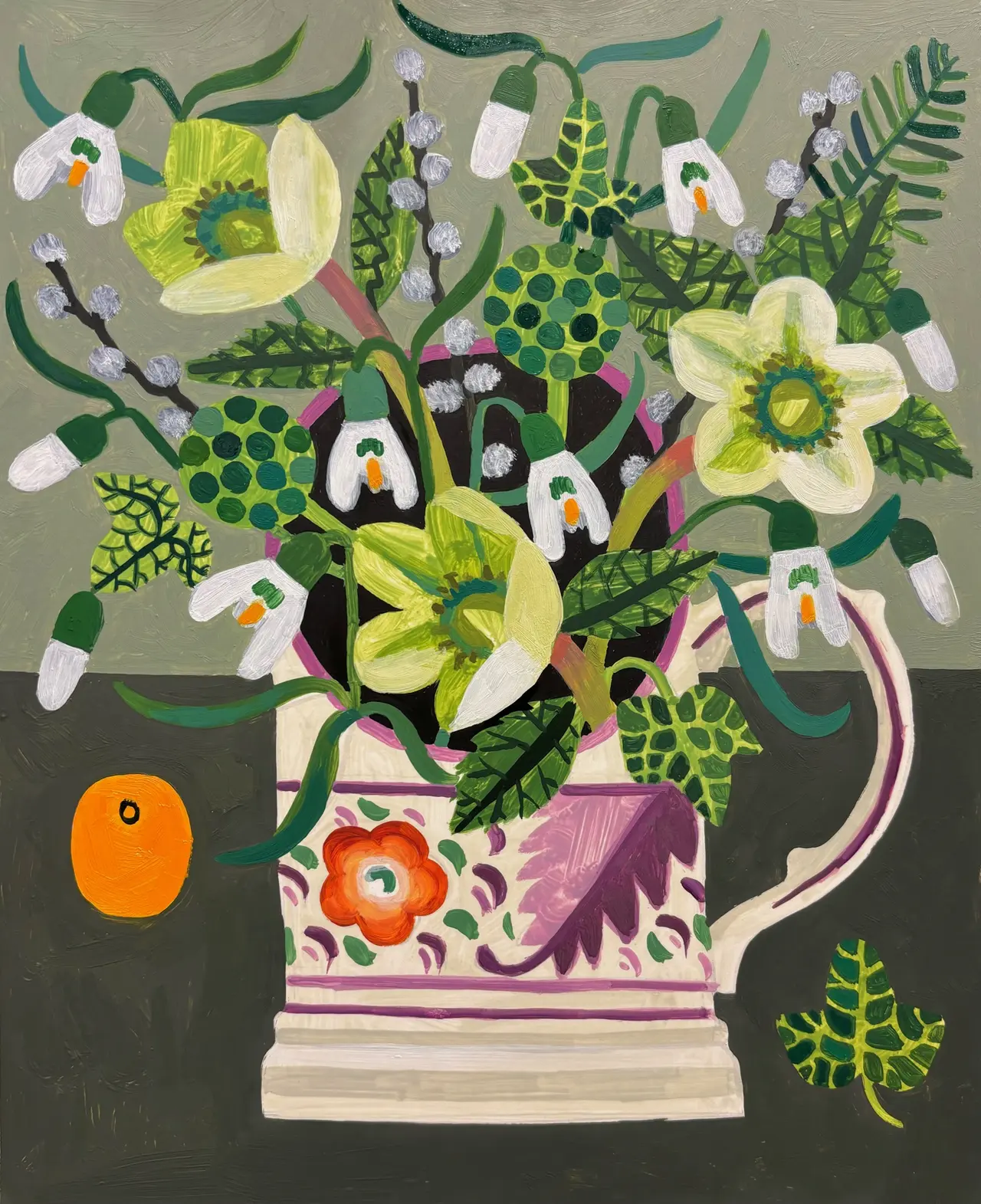Vanessa Bowman - white winter flowers in lustreware cup