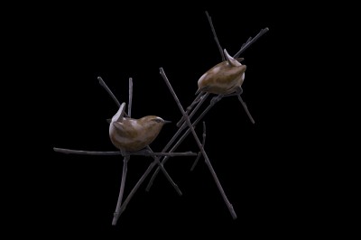 Sculpture and Sculptors Artist Adam BINDER - Pair of Wrens in Sticks (Edition 22/24)