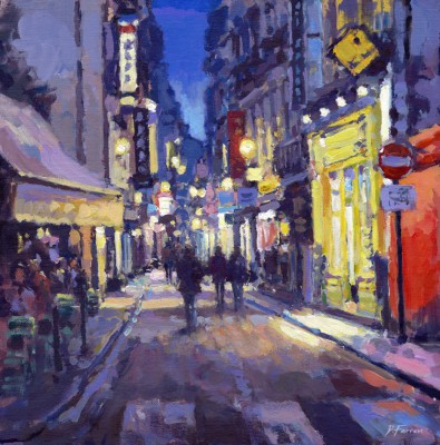 British Artist David FARREN - Cafe Lights, La Rive Gauche   