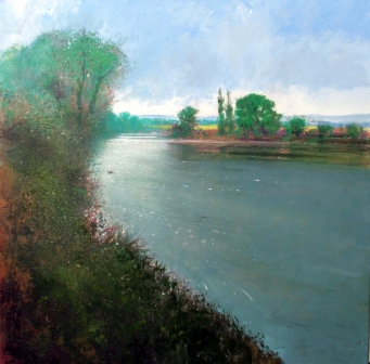 British Artist Jonathan TRIM - Sunlight on the River Severn