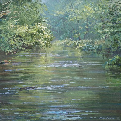 British Artist Mark PRESTON - Elderflower Reflections, Wyedale
