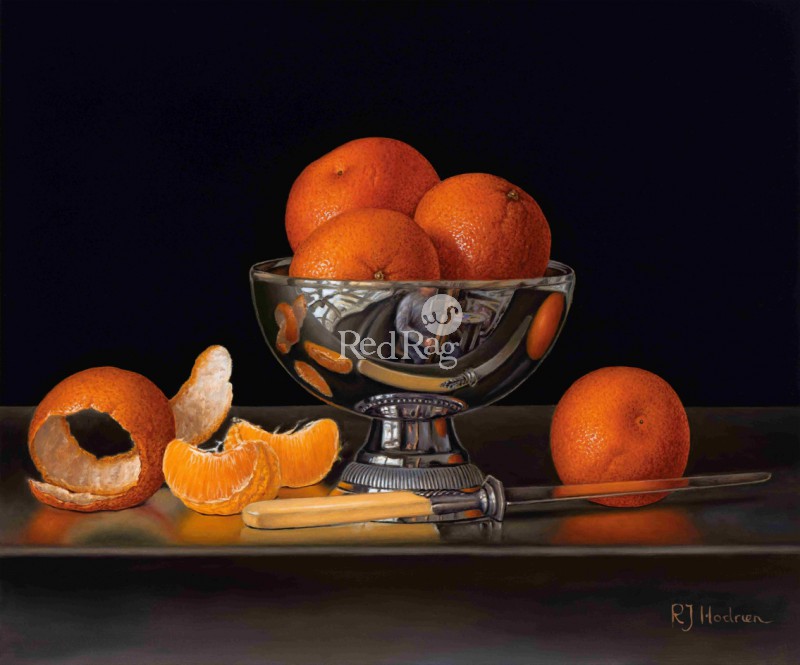Roy HODRIEN - Mandarins and Silver Bowl
