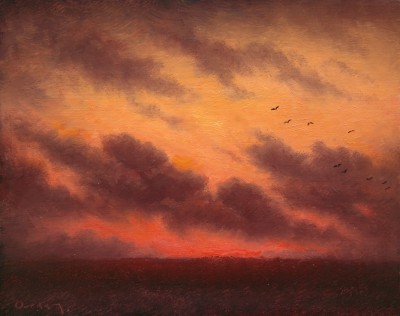 The Race to Roost (Study) painting by artist Steven OUTRAM The Race to Roost (Study) painting by artist Steven OUTRAM